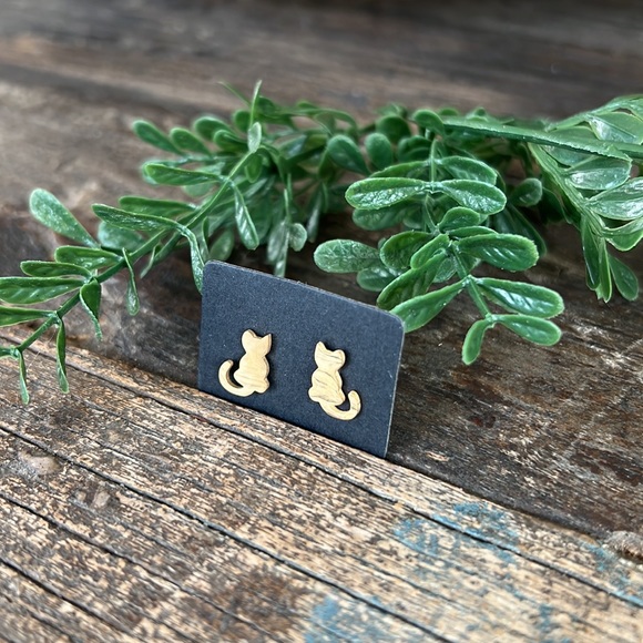 CAT earrings in silver and gold - 2 pairs  - NEW - Picture 3 of 7